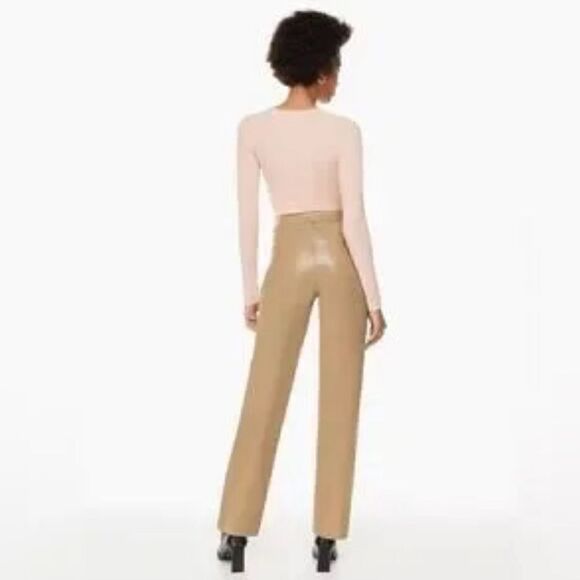 Aritzia Melina straight leg Pants Saville (Camel) Vegan faux Leather trousers 4 - Picture 2 of 9